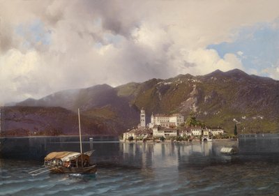 Blik op Isola San Giulio in het Ortameer/Piemonte door Luigi Riccardi